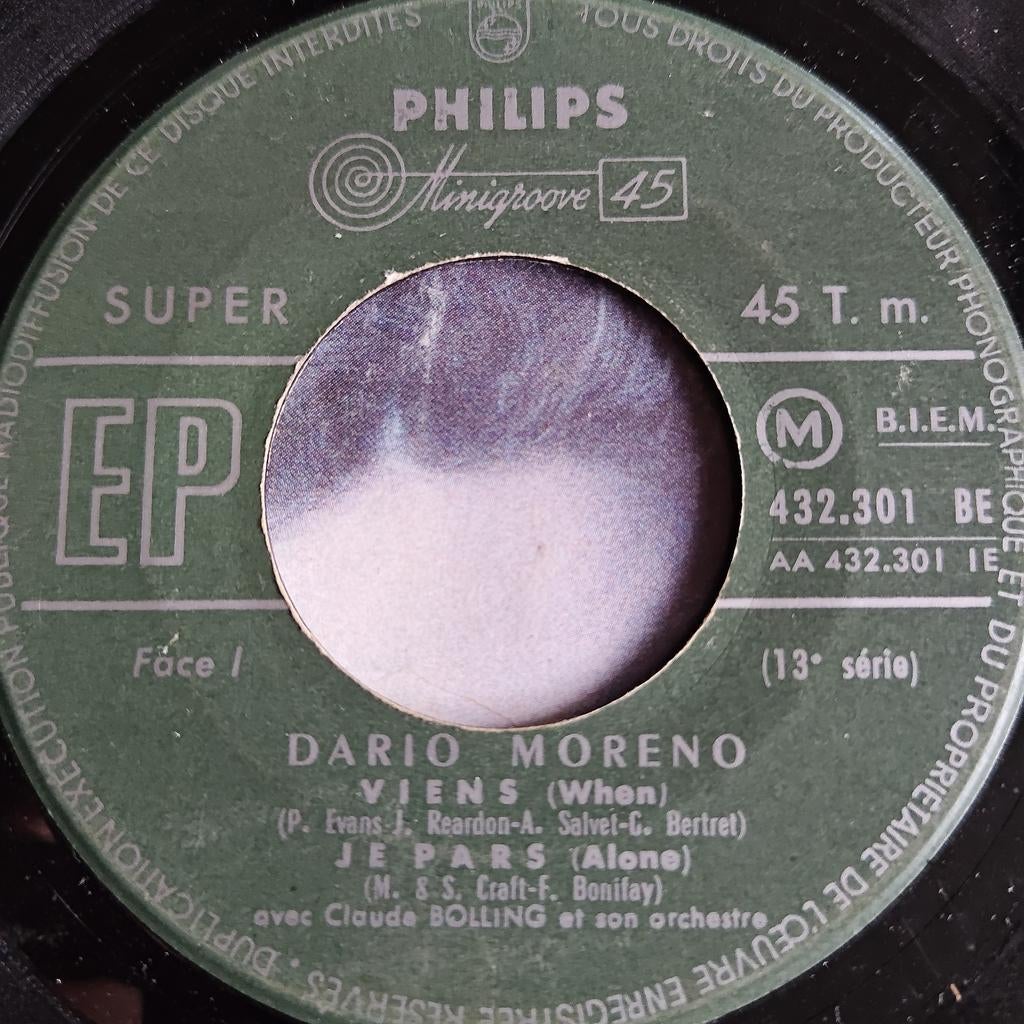 Dario Moreno - Viens (When) - Philips Minigroove EP, Gebruikt, 7 inch, Ophalen of Verzenden, Pop