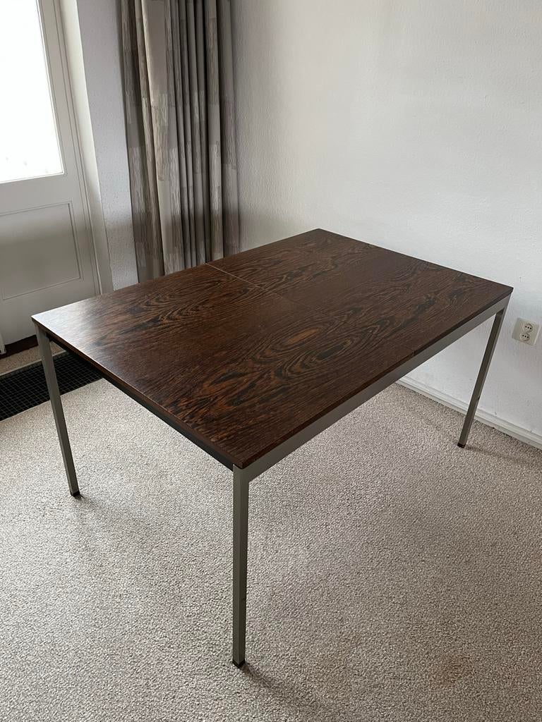 Retro Uitschuiftafel Hardhout - Vintage Design, Ophalen, Gebruikt, 100 tot 150 cm, 50 tot 100 cm