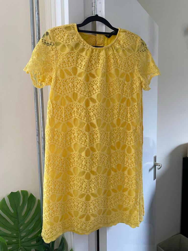 Gele jurk met kanten details, Maat 38/40 (M), Verzenden, Zara, Geel