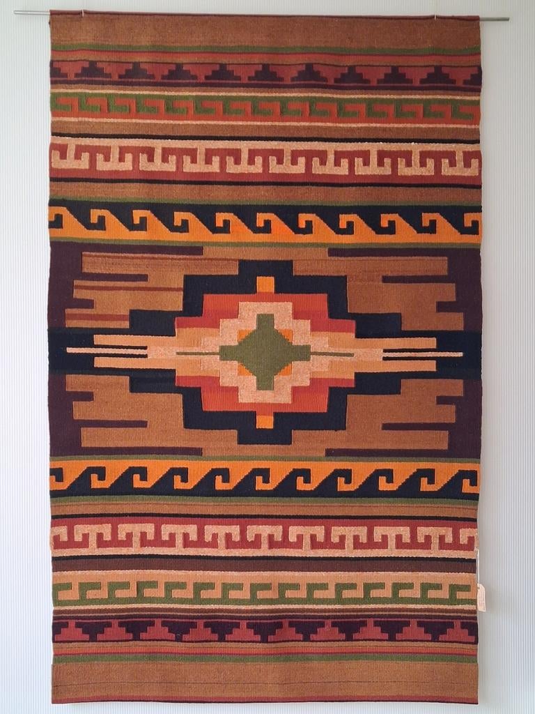 WAND of VLOERKLEED handgeweven wol/katoen, 100 tot 150 cm, Zwart, Ophalen of Verzenden, Zo goed als nieuw