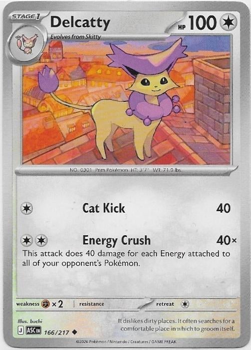 Ascended Heroes,  Delcatty [uncommon] 166/217, Ophalen of Verzenden, Nieuw, Losse kaart