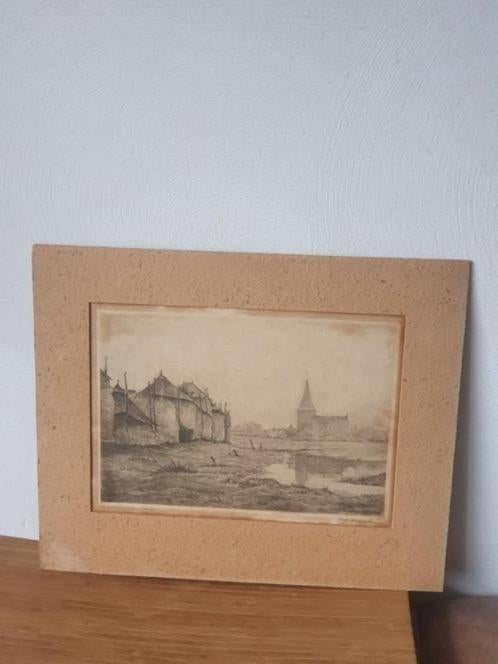 Ets Genemuiden Pieter Arie Nijgh 15 v d 30 gesigneerd, Antiek en Kunst, Ophalen