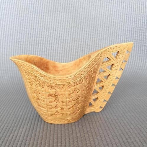 Vintage houten beker kåsa kuksa guksi, decoratief, Ophalen of Verzenden