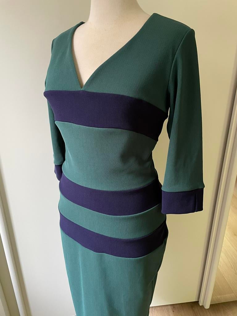 Diva Catwalk groen/blauwe jurk maat L (valt als M), Kleding | Dames, Jurken, Maat 42/44 (L), Ophalen of Verzenden, Zo goed als nieuw