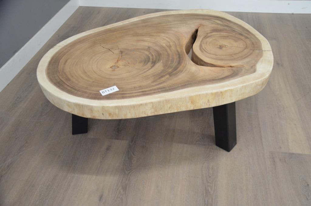 Ronde suar salontafel - 82 - 110cm -BT132, Overige houtsoorten, 100 tot 150 cm, Rond, Nieuw