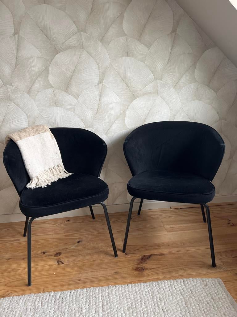 4 Zwarte Velours Eetkamerstoelen Be Pure Home, Ophalen, Zwart, Zo goed als nieuw, Vier