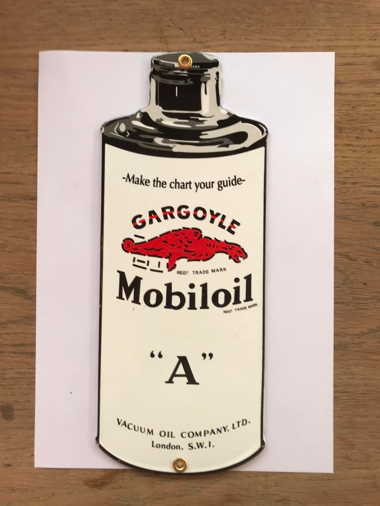 Mobiloil emaille reclamebord, Ophalen of Verzenden, Zo goed als nieuw, Reclamebord