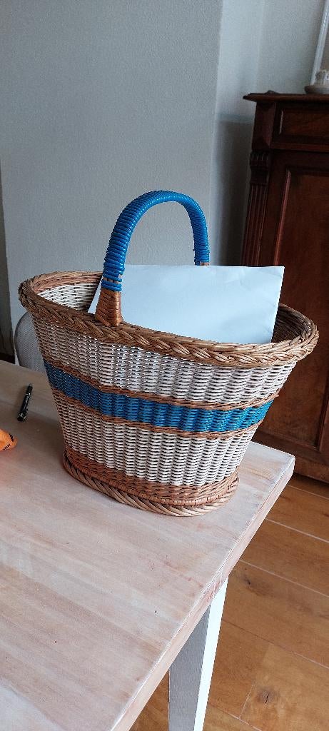 retro boodschappenmand, Huis en Inrichting, Woonaccessoires | Schalen en Manden, Ophalen, Mand, Zo goed als nieuw, Riet