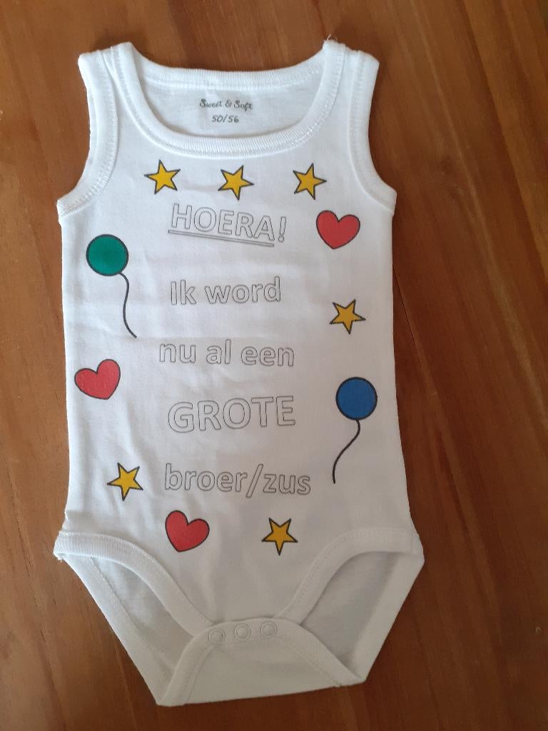 6 X Romper met Tekst en Babykleding  mt 56 - 62, Ophalen of Verzenden, Nieuw, Jongetje of Meisje, Overige typen