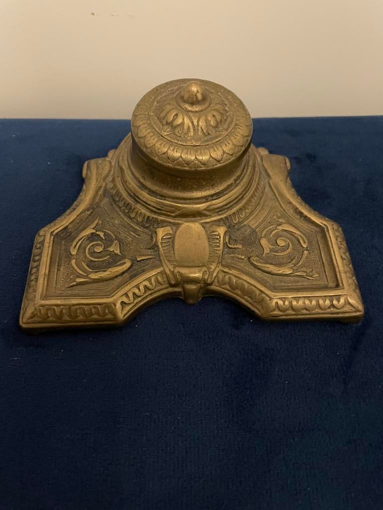 Vintage Franse messing inktpot | gepatenteerd | 1900-1950, Ophalen of Verzenden