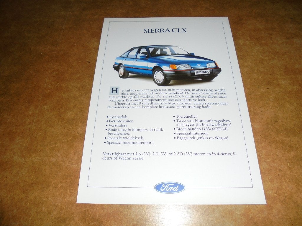 leaflet Ford Sierra CLX, Ophalen of Verzenden, Nieuw, Ford
