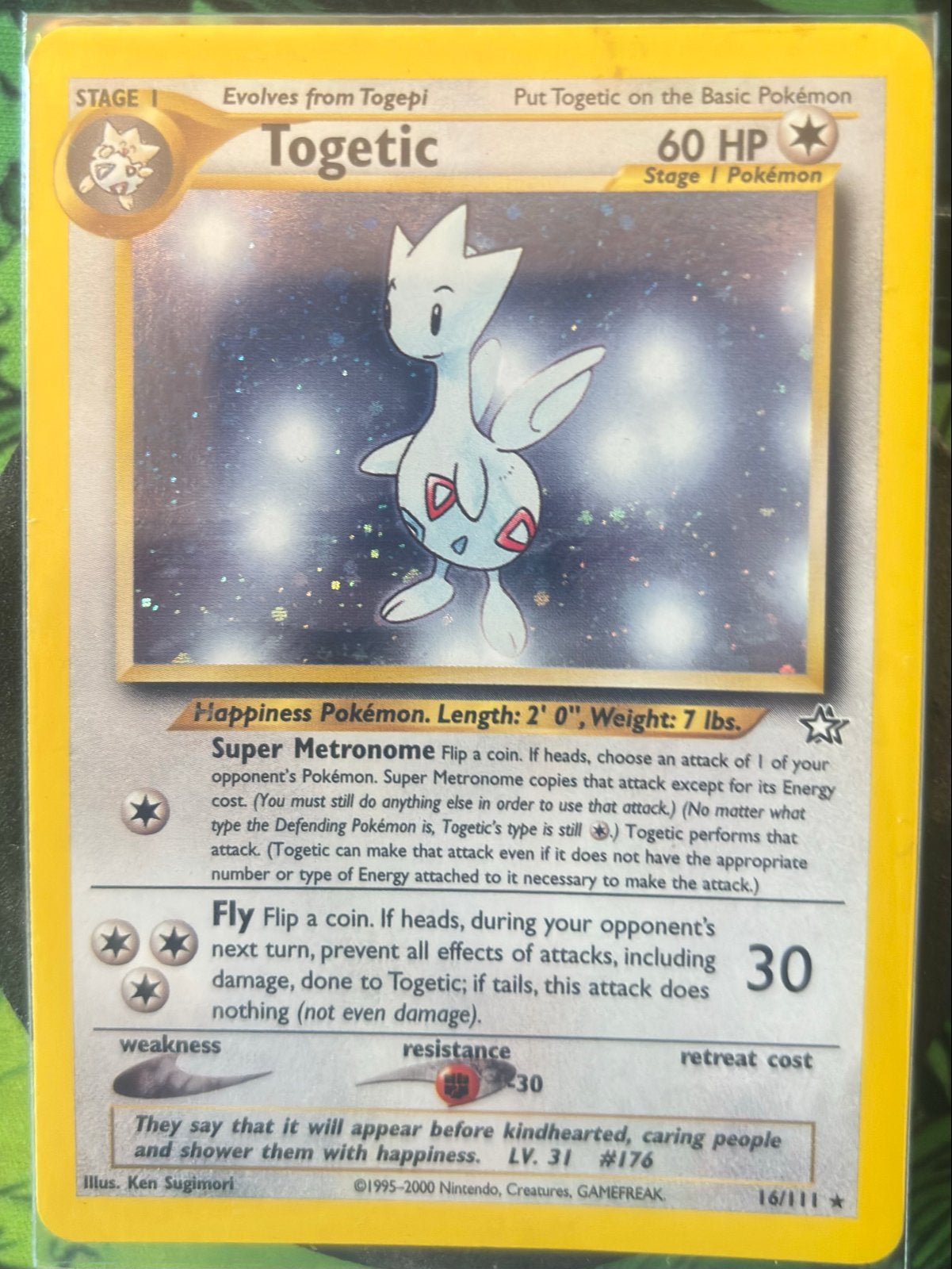 Togetic foil Pokémon Kaart (Neo Genesis 16/111) - Zeldzaam!, Ophalen of Verzenden, Zo goed als nieuw, Losse kaart, Foil