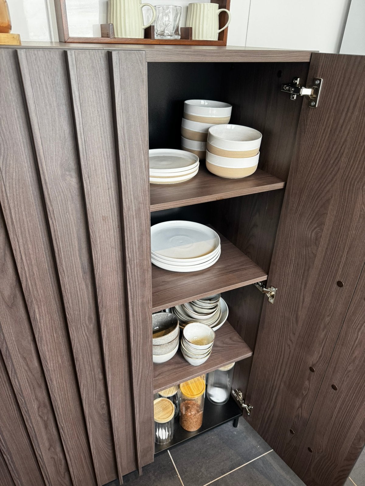 Donker eiken dressoir Paz – Meubella, Ophalen, Zo goed als nieuw, 25 tot 50 cm, Minder dan 100 cm