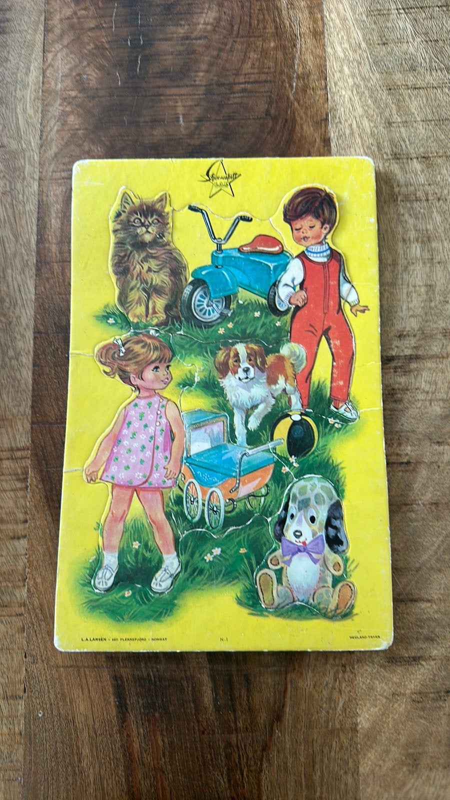 Vintage Legpuzzel L.A. Larsen - Kinderen en Dieren, Ophalen of Verzenden, Minder dan 10 stukjes, Gebruikt, 2 tot 4 jaar