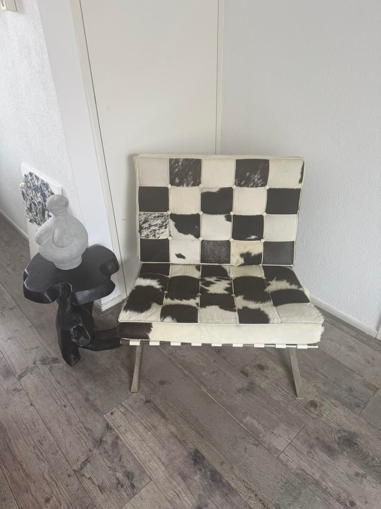 Design fauteuil met koeienhuid bekleding, Huis en Inrichting, Ophalen of Verzenden, Gebruikt