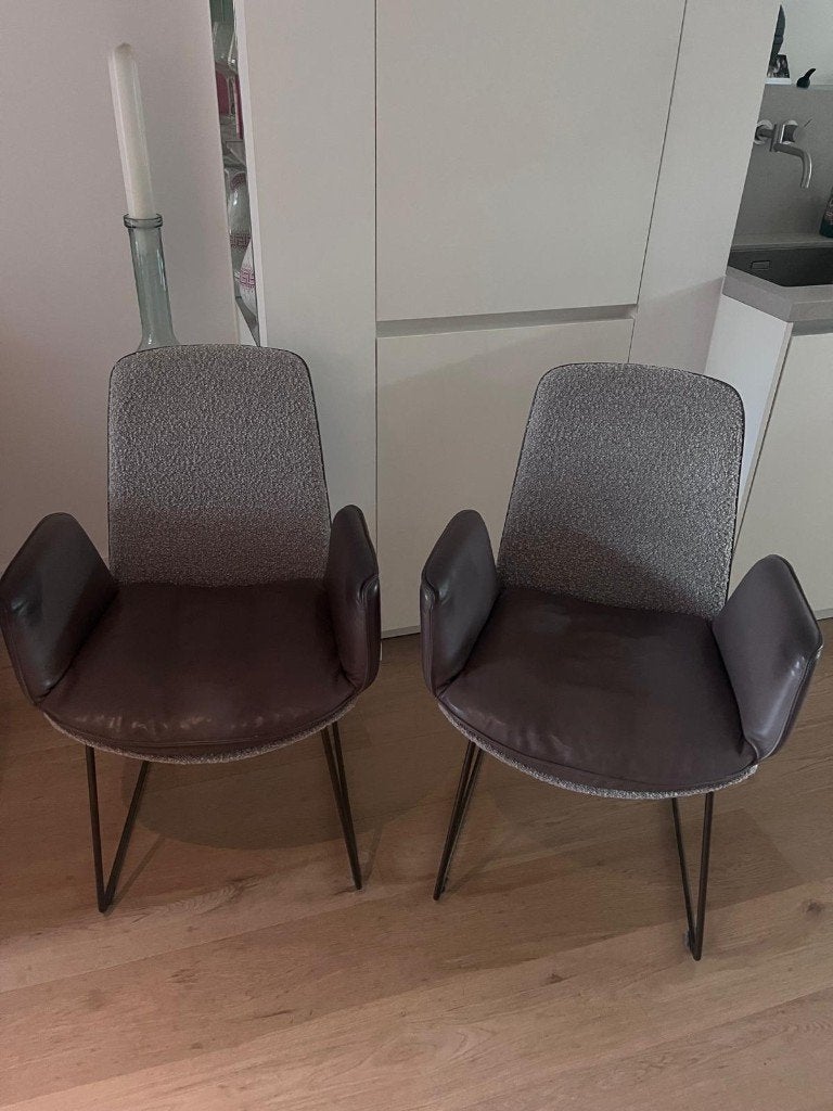 KFF designer stoelen, Ophalen, Twee, Bruin, Leer
