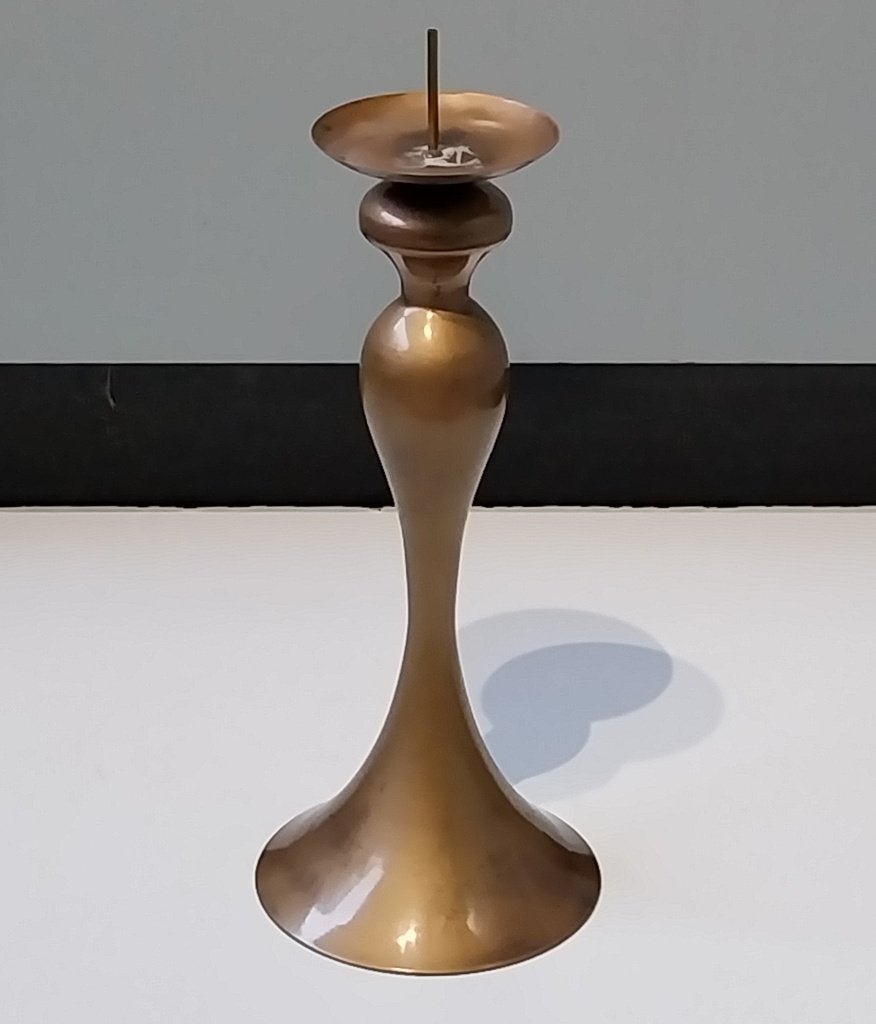 Elegante Messingkleurige Kandelaar, Hoogte 45 cm, Ophalen of Verzenden, Zo goed als nieuw, 45 cm, Metaal