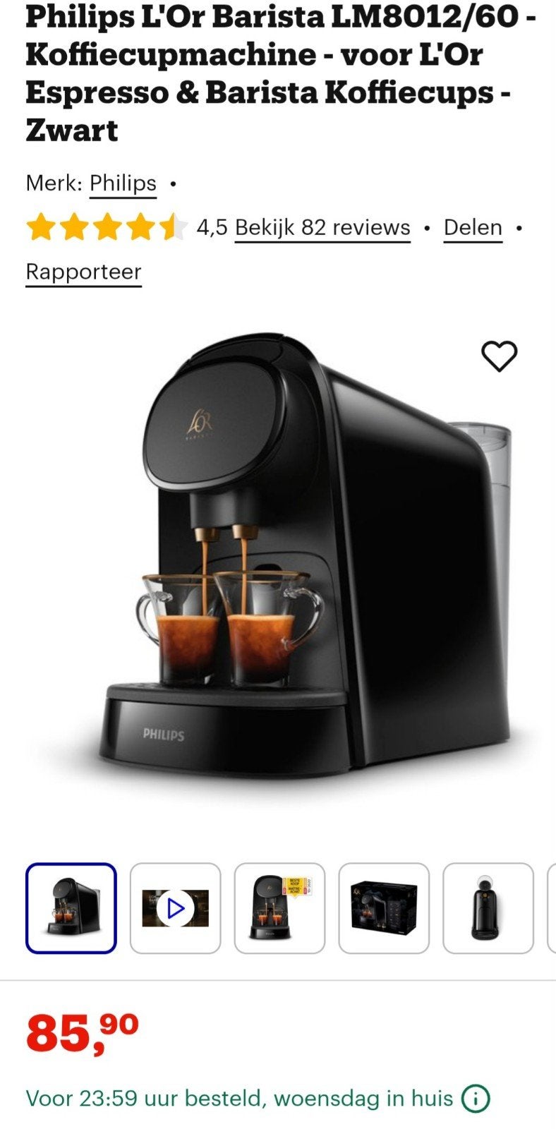 Philips L'Or Barista LM8012/60 Koffiecupmachine Zwart, Koffiemachine, Ophalen of Verzenden, Zo goed als nieuw, 2 tot 4 kopjes