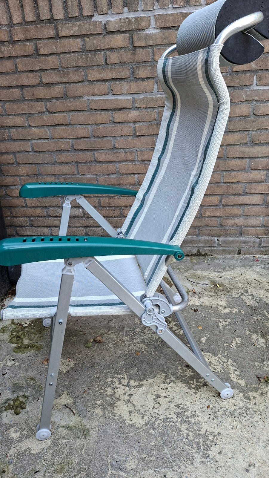 Dukdalf verstelbare tuinstoel met neksteun, Ophalen of Verzenden, Gebruikt, Textileen, Verstelbaar