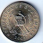 1  quetzal  2001  Guatemala. km. 284, Ophalen of Verzenden, Noord-Amerika, Losse munt