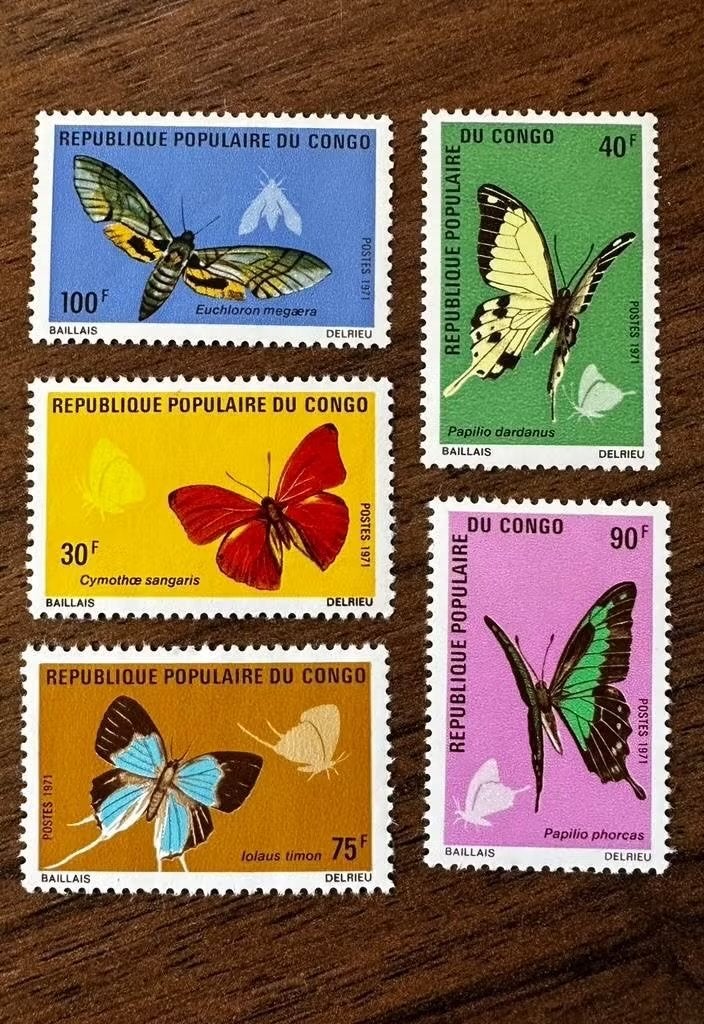 Congo Brazzaville 1971 vlinders postfris set, Ophalen of Verzenden, Overige landen, Postfris
