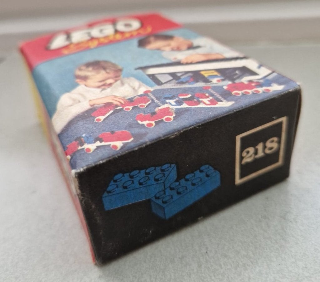 Lego 218 Klicklok doosje 218 blauwe stenen 2x4, Gebruikt, Lego, Ophalen of Verzenden, Compleet