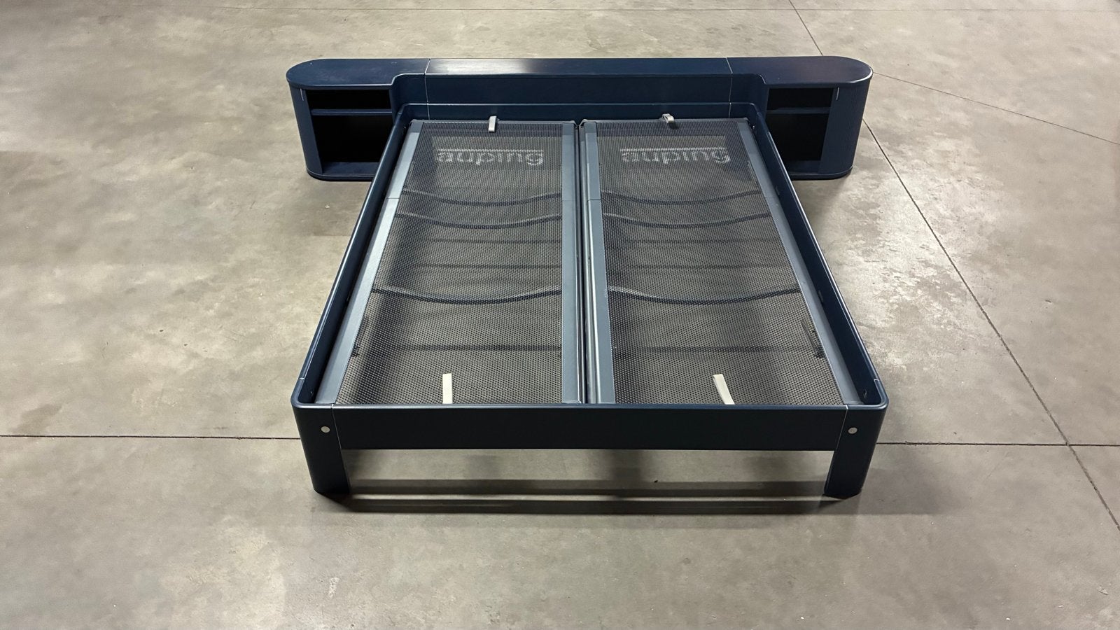 Auping Auronde bed 160x200 met verstelbare spiraalbodems, Ophalen, Blauw, Tweepersoons, 200 cm