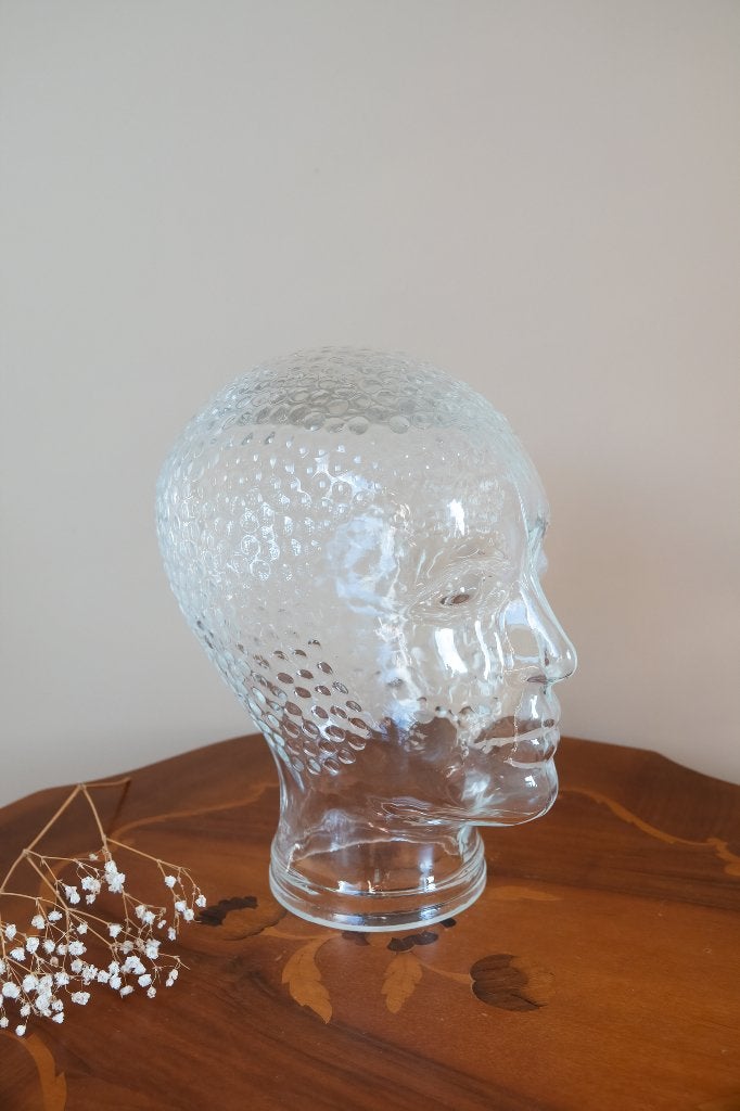 Vintage glazen hoofd, Verzamelen, Retro, Huis en Inrichting, Ophalen of Verzenden
