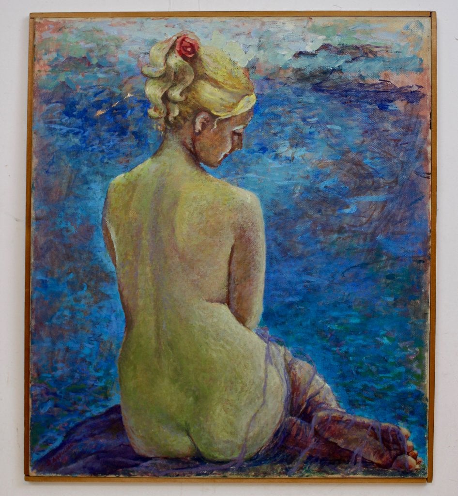 Saraswati abdullah 1961 indonesisch schilderij master piece, Ophalen, Gesigneerd, Olieverf, Doek