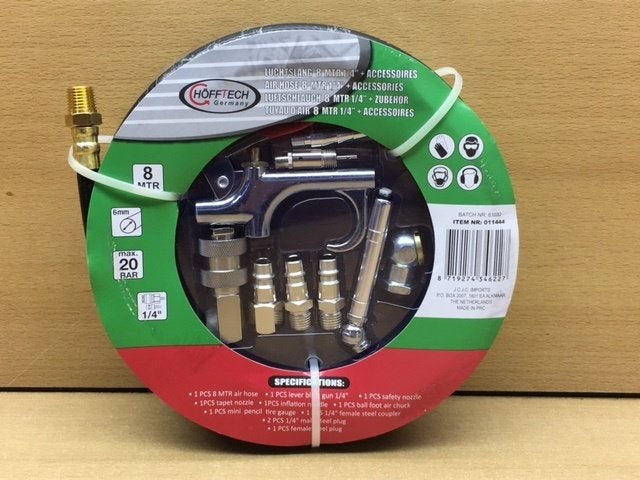 Luchtslang 8 meter met accessoires., Doe-het-zelf en Verbouw, Compressors, Eddiys, Espel, Nieuw, Info@eddiys.eu