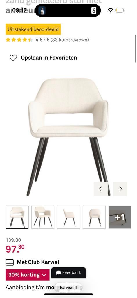 2 stoelen vera karwei. Nieuw. Eetkamerstoel, Huis en Inrichting, Stoelen, Ophalen, Zo goed als nieuw, Twee