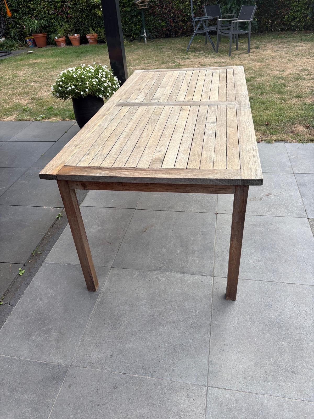 Teakhouten tuintafel 180x90x75 cm, Ophalen, Gebruikt, Rechthoekig, Teakhout