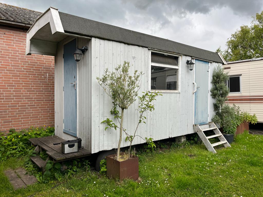 Bouwkeet/Schaftkeet toilet op wielen, incl koelkast, frituur, Ophalen, Gebruikt