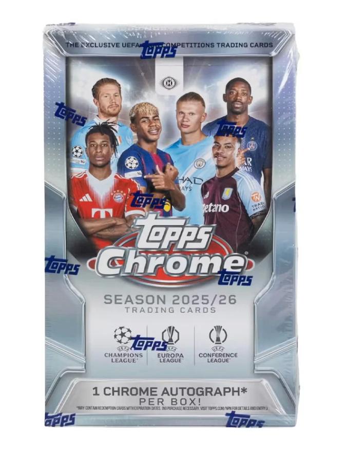 Topps Chrome UCC 2025/26 Hobby Box Factory Sealed, Ophalen, Nieuw, Buitenlandse clubs, Poster, Plaatje of Sticker