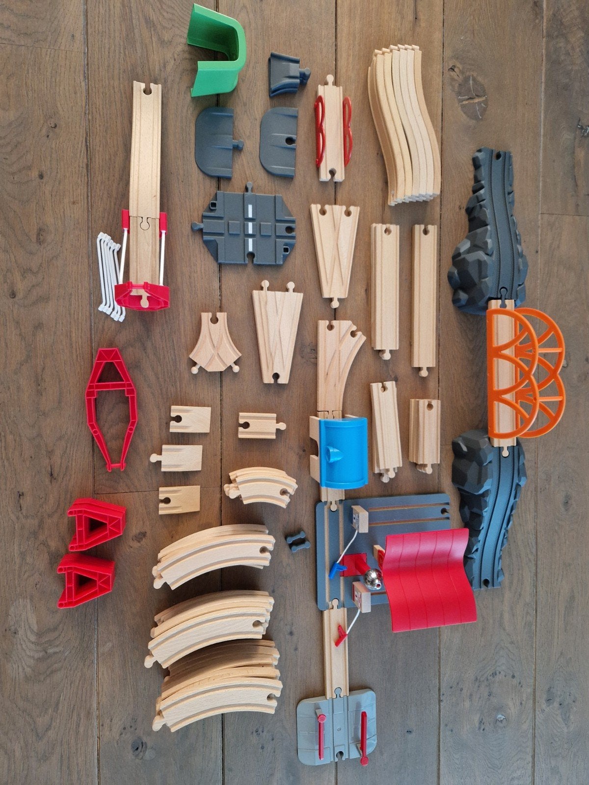 Grote houten Lidl Treinset met Accessoires en Voertuigen, Ophalen, Zo goed als nieuw, Jongen of Meisje
