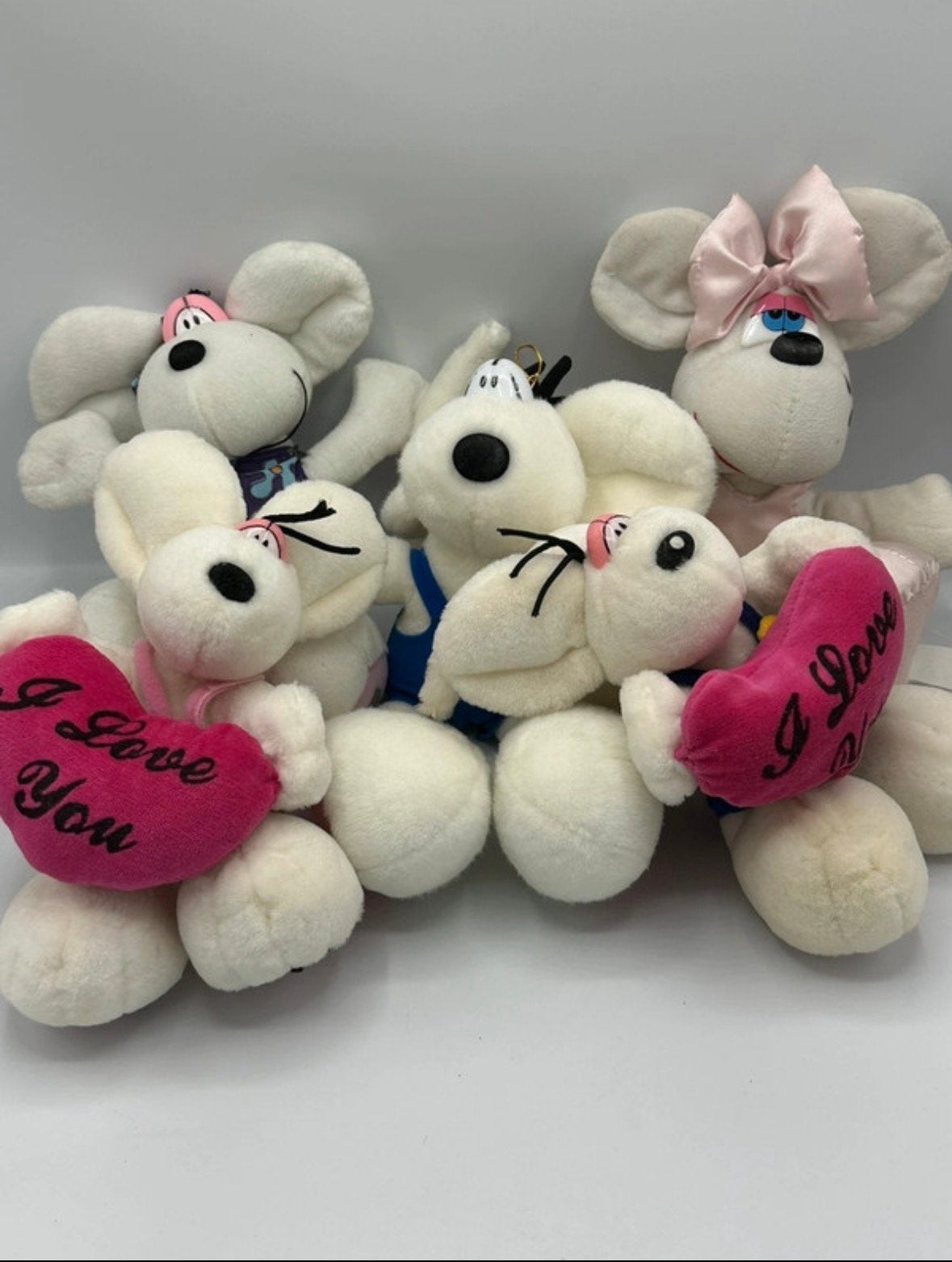 Set van 5 Witte muis Knuffels - Diddl, Muis, Gebruikt, Overige merken, Overige karakters