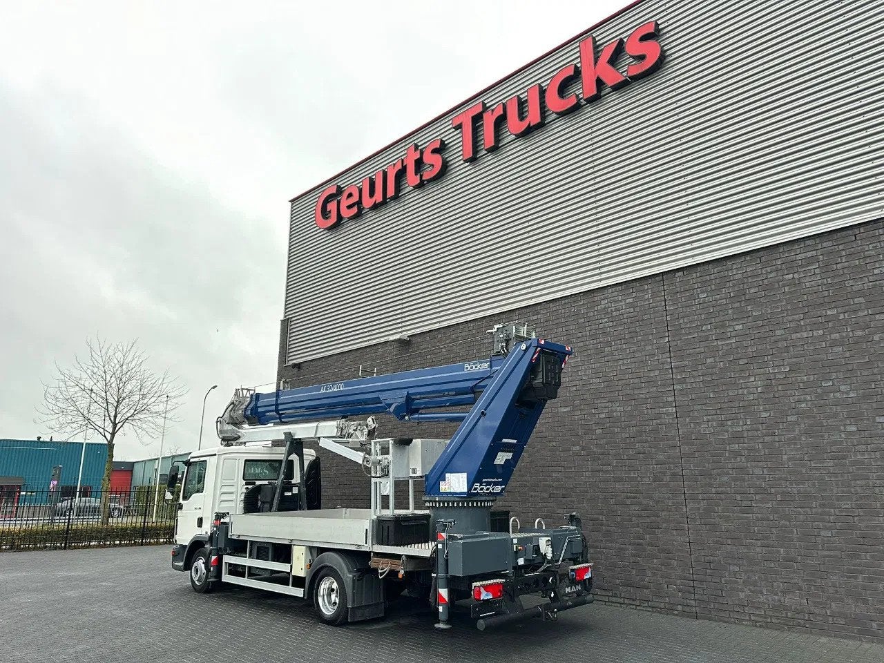 MAN TGL 7.190 4X2 BB BOCKER AK37/4000 + JIB MONTAGEKRAN/DACH, Euro 6, MAN, Wit, Bedrijf