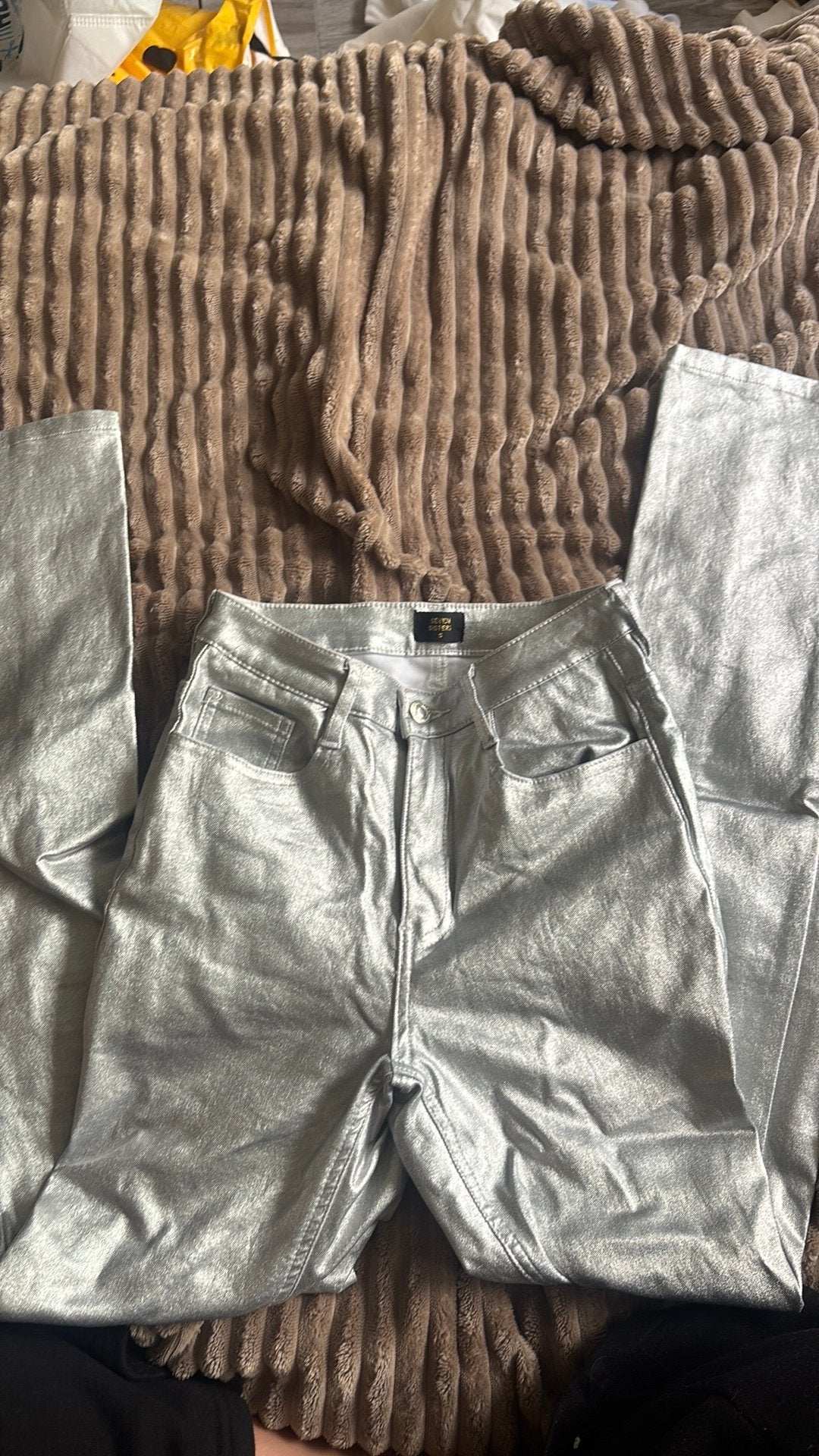 Zilvere shiny flarebroek sting, Ophalen of Verzenden, Zo goed als nieuw, Maat 36 (S), Lang