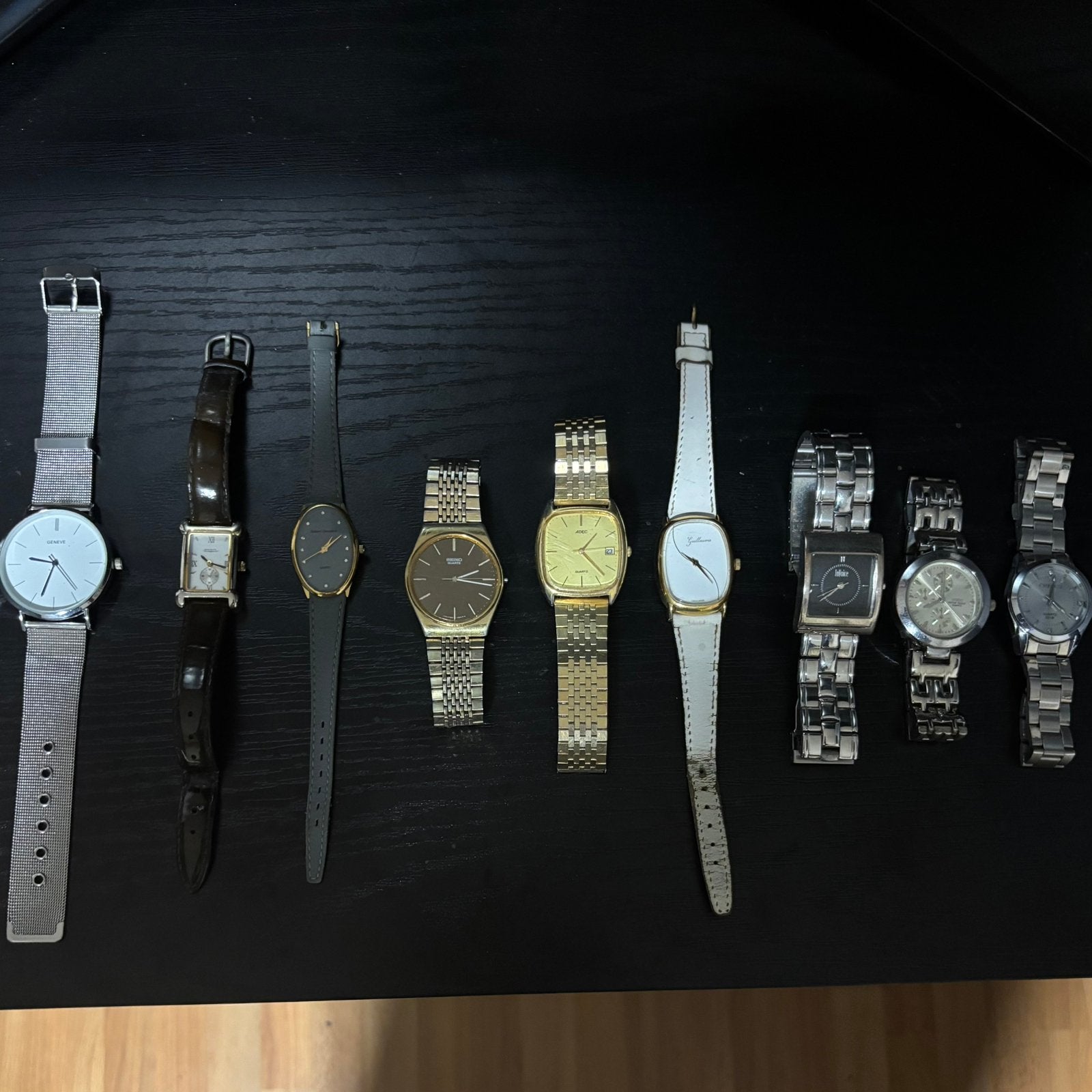Partij/lotje van 9 horloges Sieko, adec, etc, Staal, Polshorloge, Ophalen of Verzenden, Zo goed als nieuw