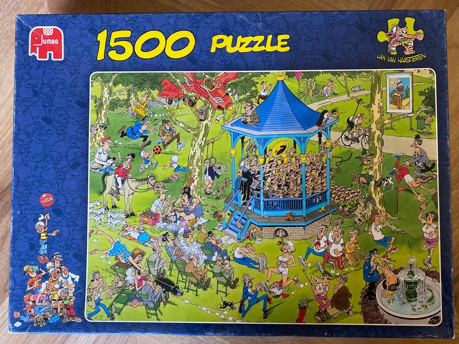 Jan van Haasteren puzzel 1500 stukjes de muziektent, Ophalen, 500 t/m 1500 stukjes, Zo goed als nieuw