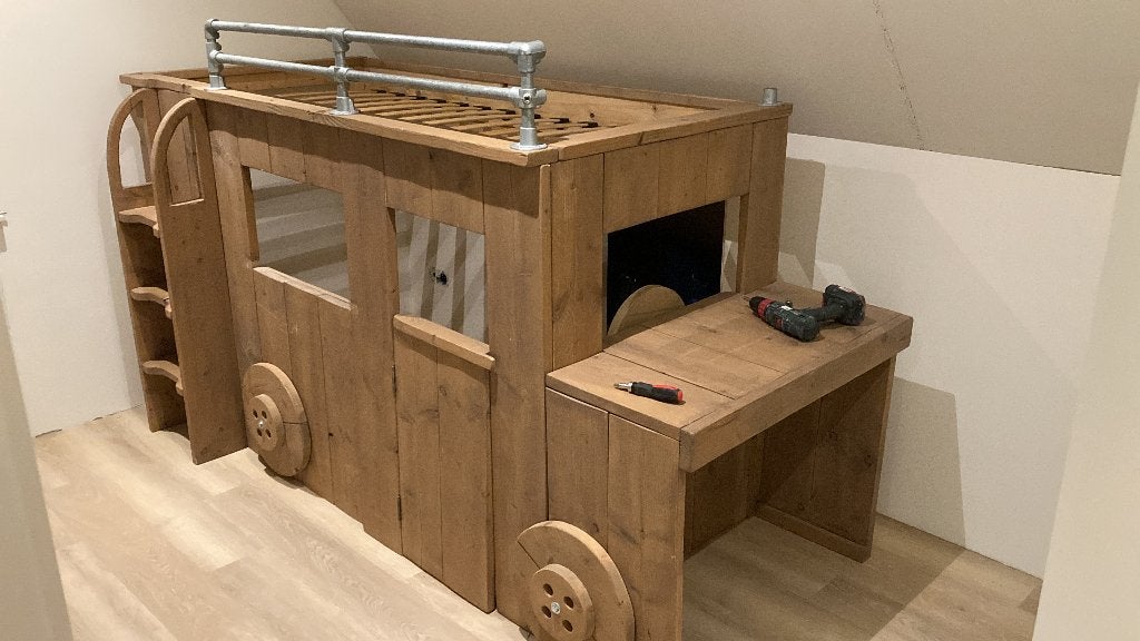 Stoer Brandweerbed / kinderbed, Kinderen en Baby's, Kinderkamer | Bedden, Ophalen, Gebruikt, 180 cm of meer, 85 tot 100 cm