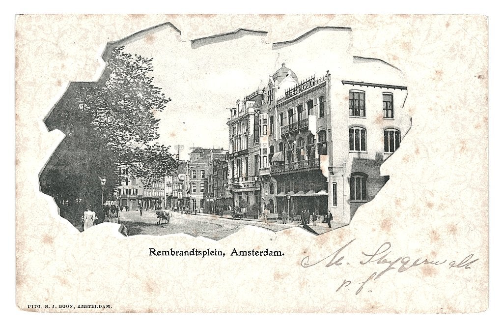 940184 Amsterdam Rembrandtsplein 1903 Gelopen met Postzegel