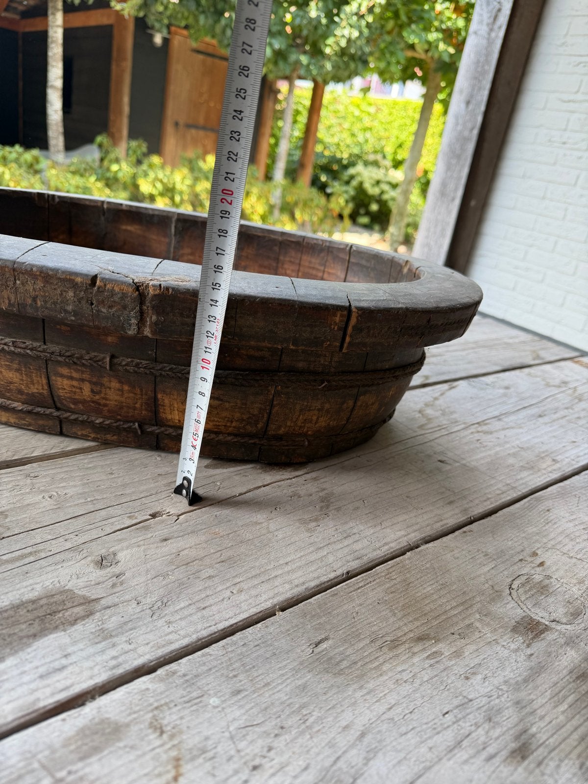 Authentieke Oude Houten Bak - Decoratieve Schaal, Ophalen