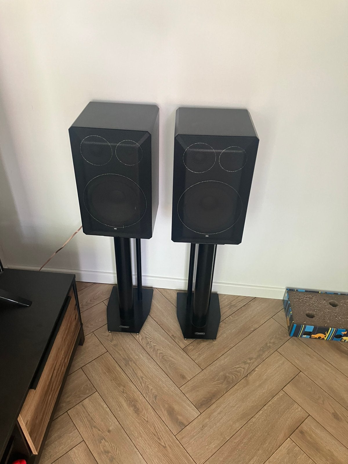 Braun LS 100 luidsprekers + Mission speakerstands, Audio, Tv en Foto, Luidsprekers, Gebruikt, 60 tot 120 watt, Front, Rear of Stereo speakers