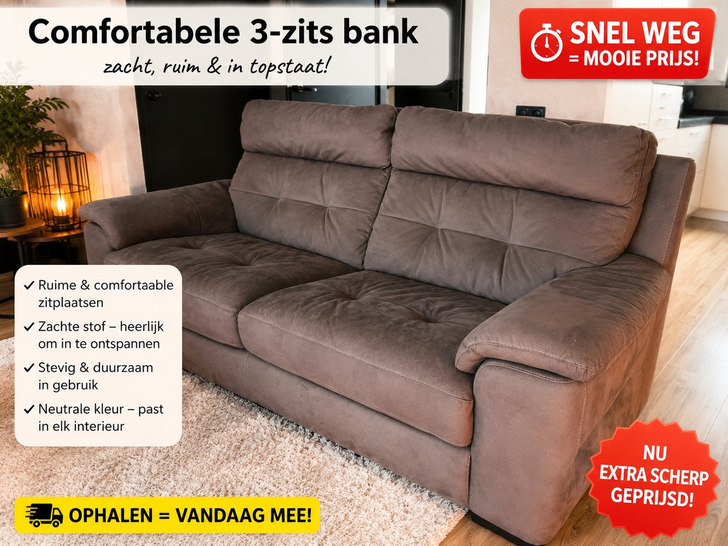 Goossens 2,5 zits bankstel wout hoge leuning, Ophalen, Urban industrieel, Driepersoons, 75 tot 100 cm