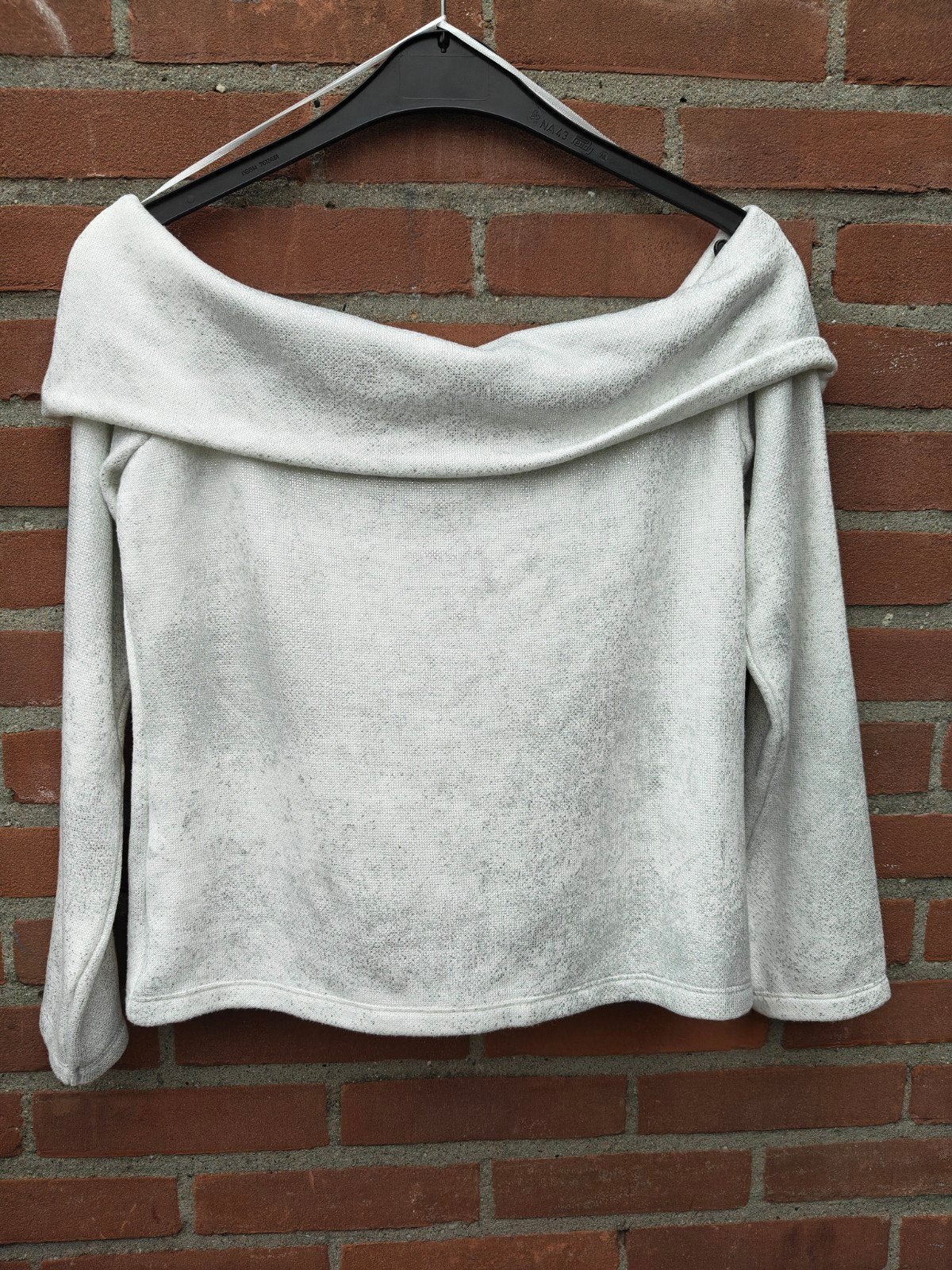 Zara off-shoulder top maat M, wit met zilveren glitters, Maat 38/40 (M), Ophalen of Verzenden, Zo goed als nieuw, Wit