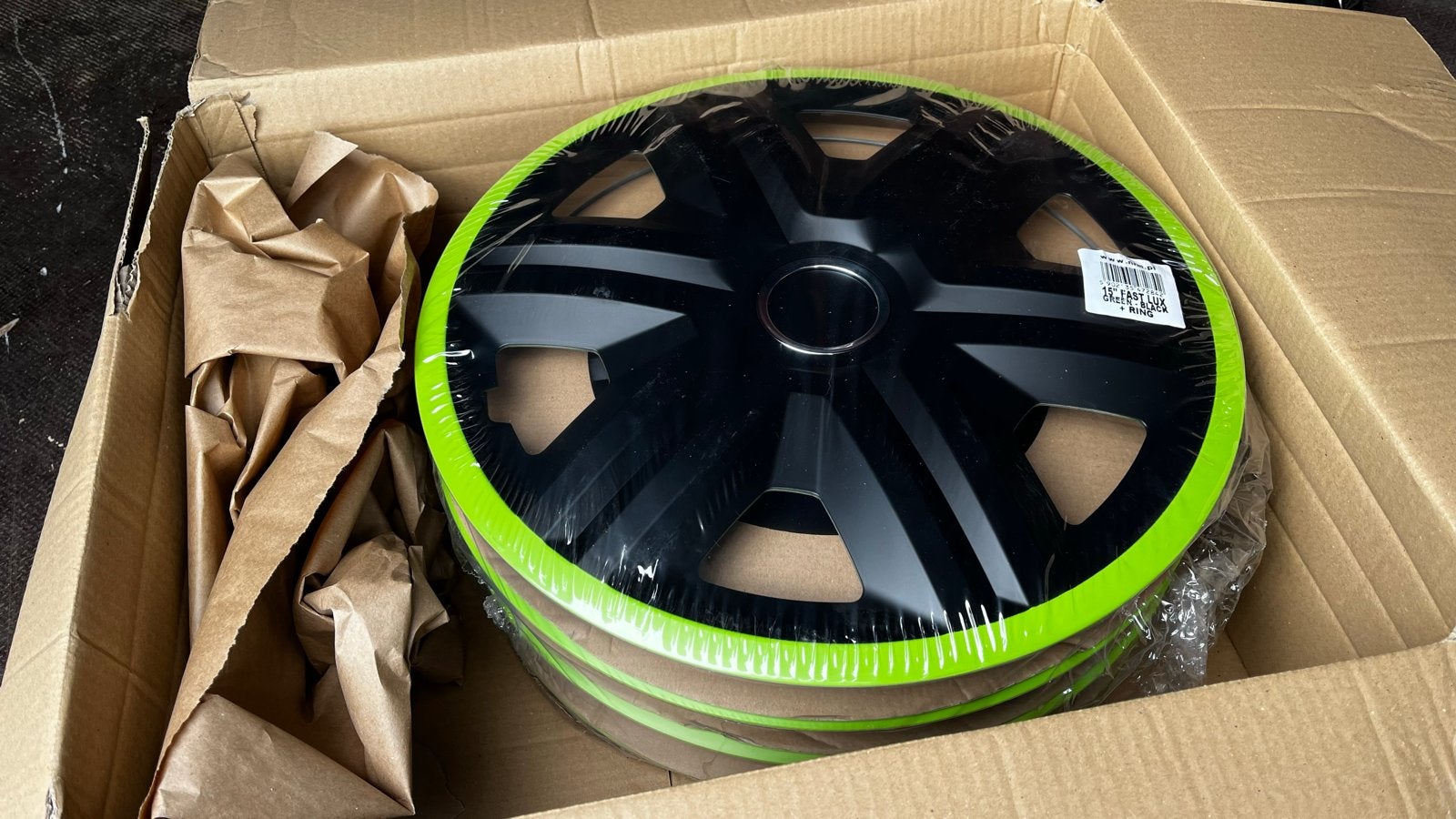 15" FAST LUX Groen-Zwart Wieldoppen, Auto diversen, Ophalen, Nieuw