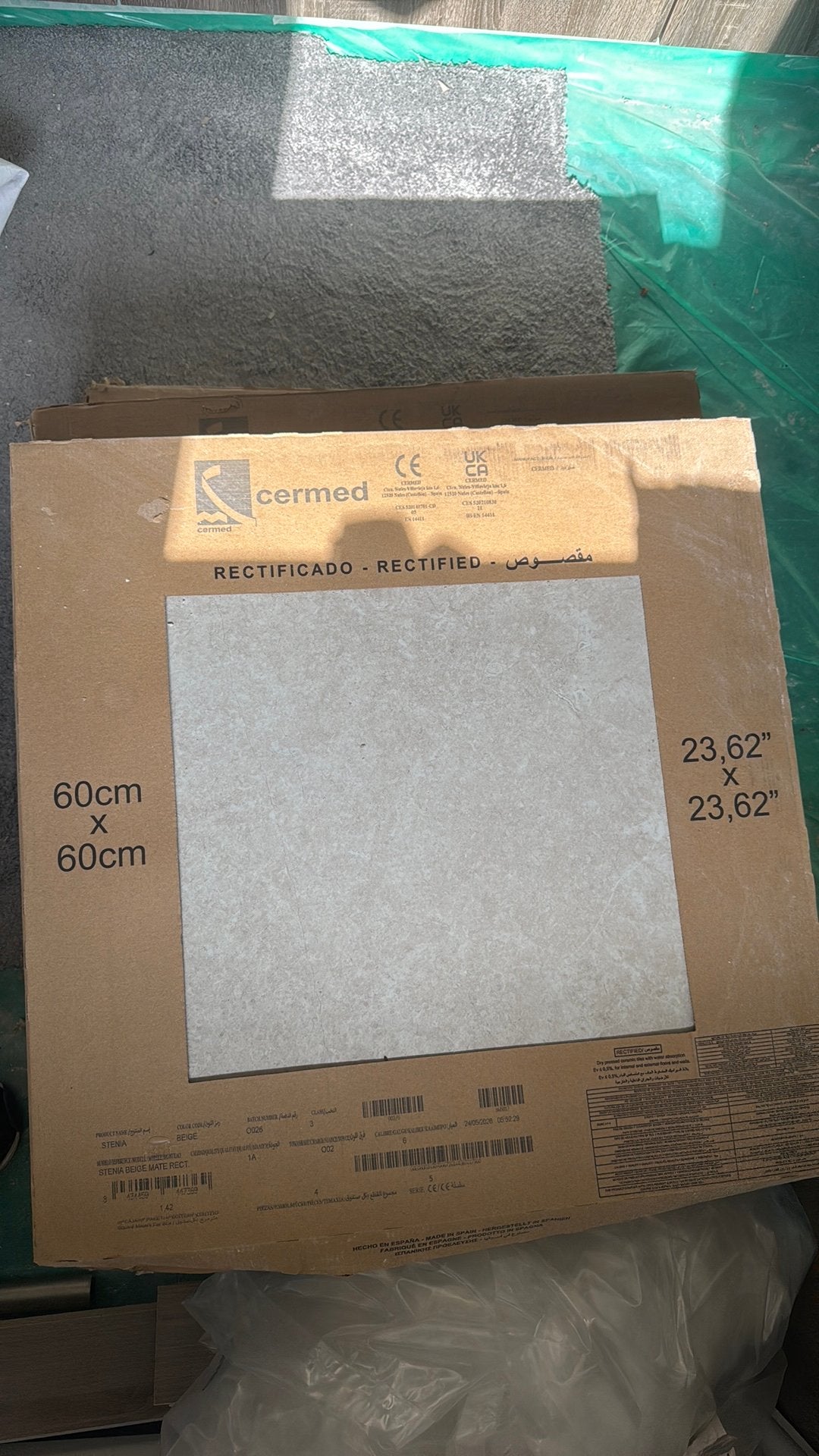 Wand/vloertegel stenia beige mat 60x60 (8.52 m2), Ophalen, 60 cm of meer, Nieuw, 5 tot 10 m²