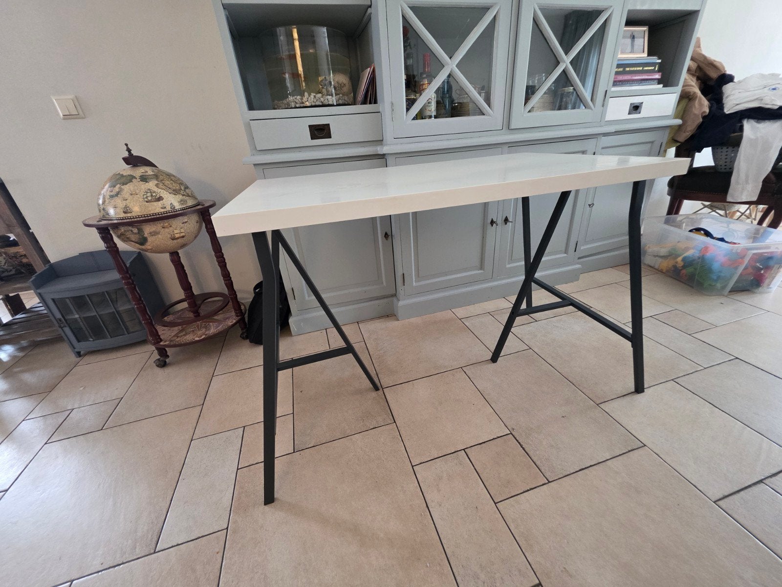 IKEA LINNMON / LERBERG bureau / tafel - Wit / Zwart, Huis en Inrichting, Ophalen of Verzenden, Gebruikt