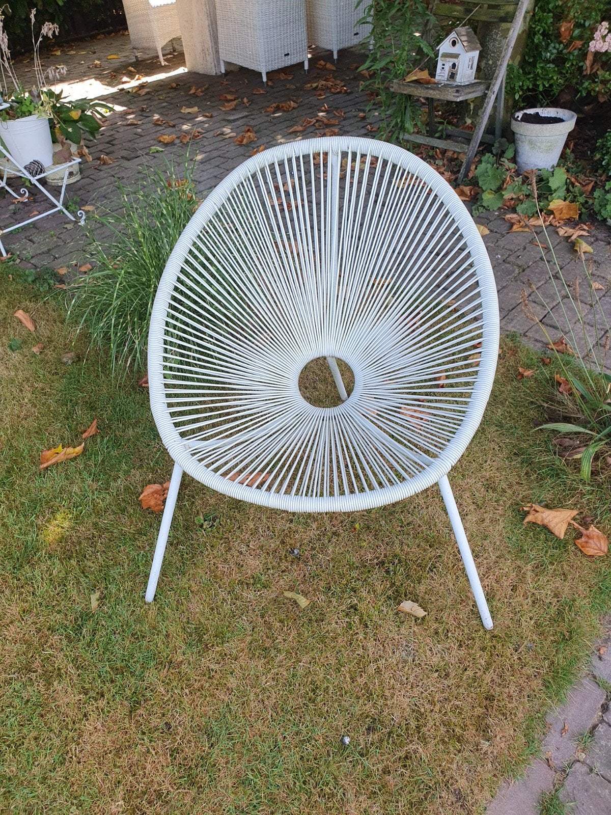 Witte draadstoel, Huis en Inrichting, Stoelen, Ophalen, Gebruikt, Modern, Scandinavisch, Wit